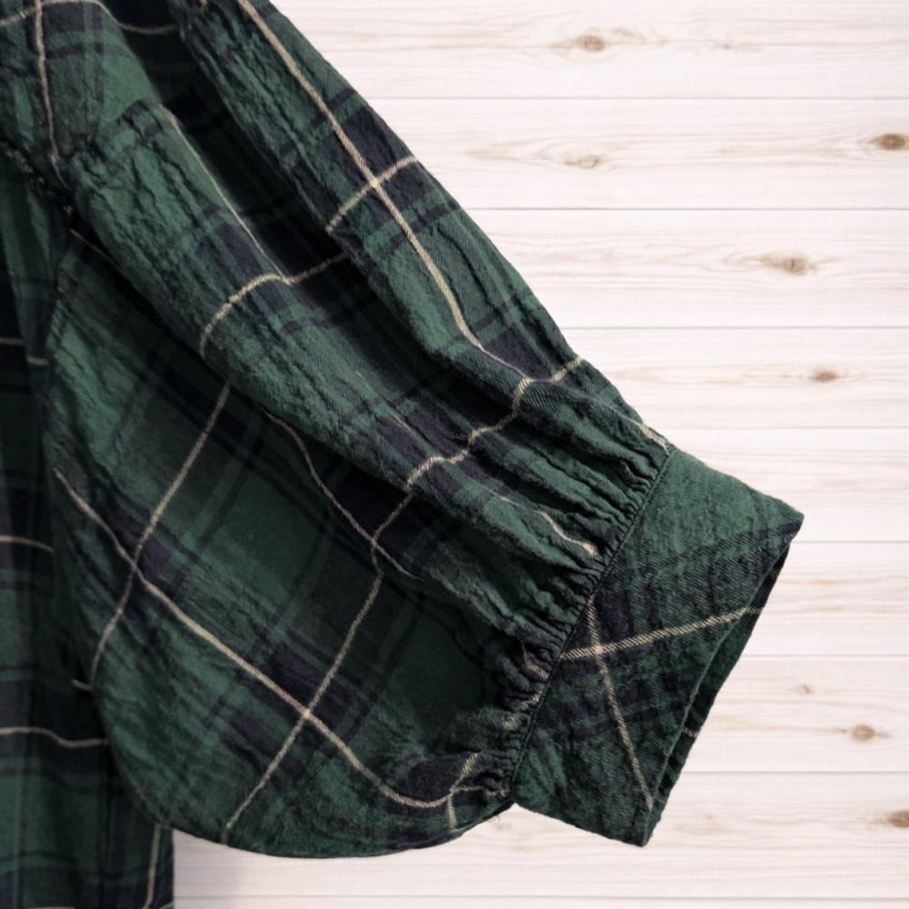 Free People Intimately Not Your Boyfriend’s Plaid Oversized Top~Green/Blue ~ XS - Picture 12 of 16